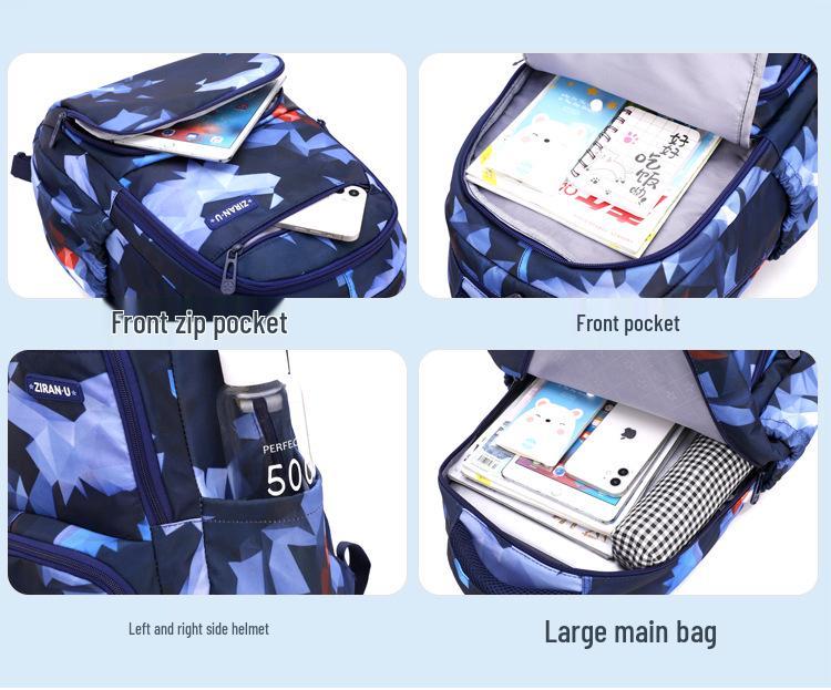 Sac à dos trolley à imprimé poisson naturel: Mode Grande Capacité pour Garçons & Filles, Idéal pour les Élèves du Primaire & du Collège