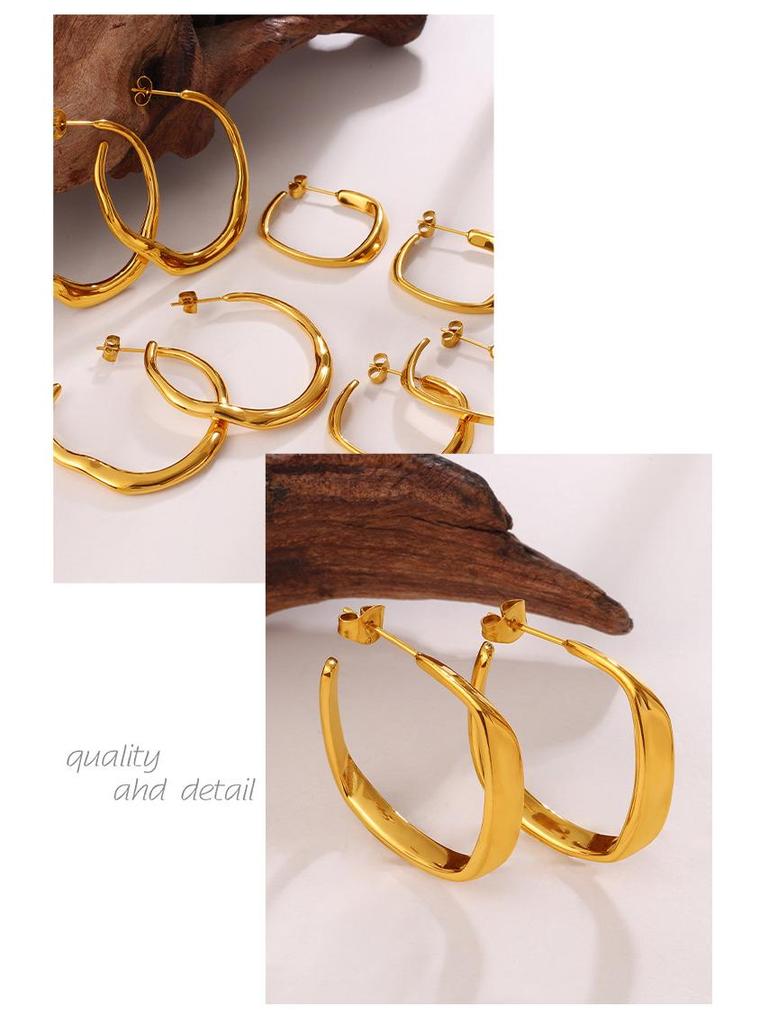 Luxury Irregular Twisted Gold Hoop Earrings for Women - Elegant and Versatile Design
