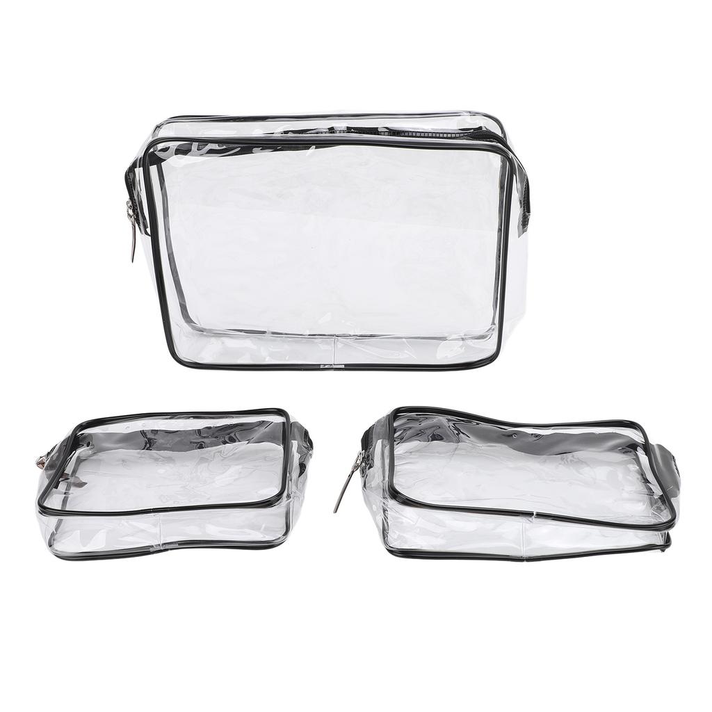 3Pcs Clear Insert Bag Transparent Makeup Toiletry Brush Zipper Insert Inner Bag Divider Storage Orga
