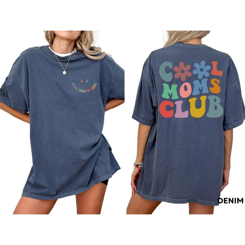 Women's Plus Size Retro Cool Moms Club  T-shirt Cotton Breathable Fashionable and Versatile Unisex Streetwear Oversized