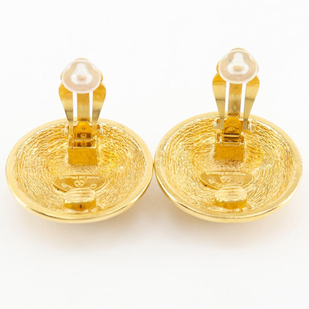 CHANEL COCO Mark Earring Matelasse vintage Plated Gold 31g Women Used