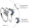 2Pc/Set Summer Couple Ring Set Sky Blue Sparkling Moon And Sun Ring  New Women'S Stackable Finger Set Engagement Jewelry