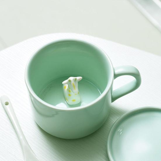 Hrnek na vodu s 3D efektem Nádherná keramická kreativní dekorace Animal Decor Milk Cup Home