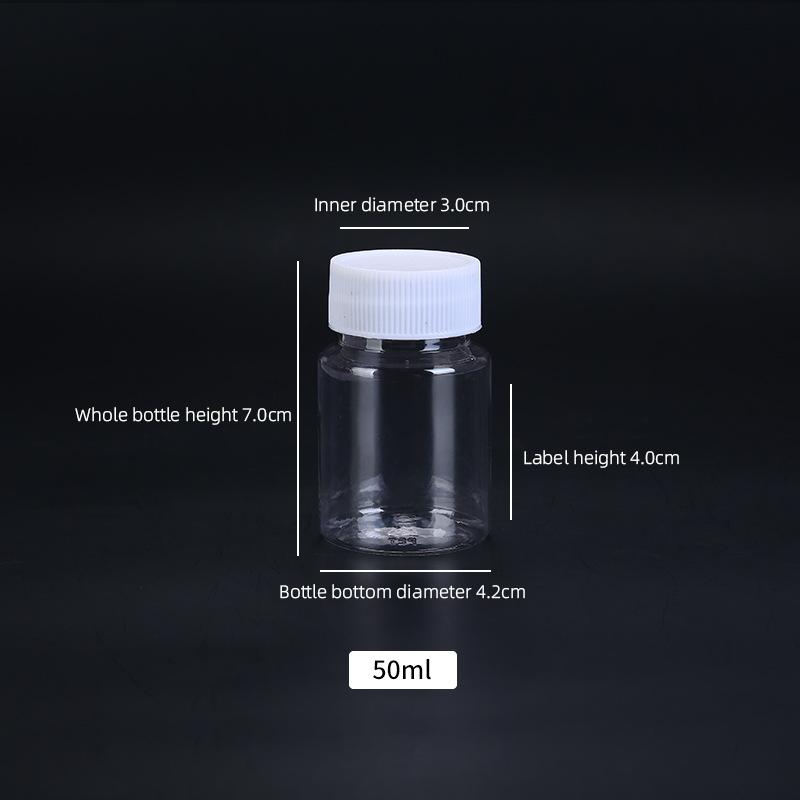 15 ml/20 ml/30 ml/100 ml Kunststoff-PET, durchsichtig, leer, versiegelt, Fläschchen für feste Pulver, Medizin, Pillen, Behälter, Reagenz, Verpackungsflasche