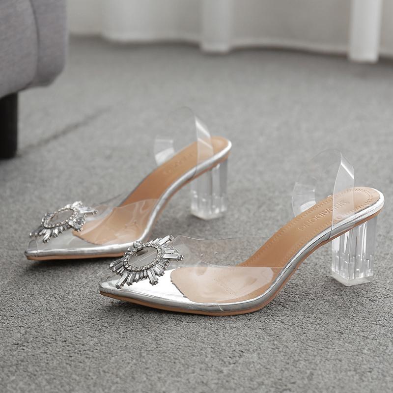 Fashion New Luxury Sandals Women Pumps Transparent High Heels Shoes Sexy Pointed Toe Slip-on Wedding Party Brand Fashion Shoes for Lady