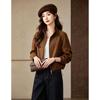 D.F.DEAR Women's Solid Color Stand-Collar Zip-Up Jacket
