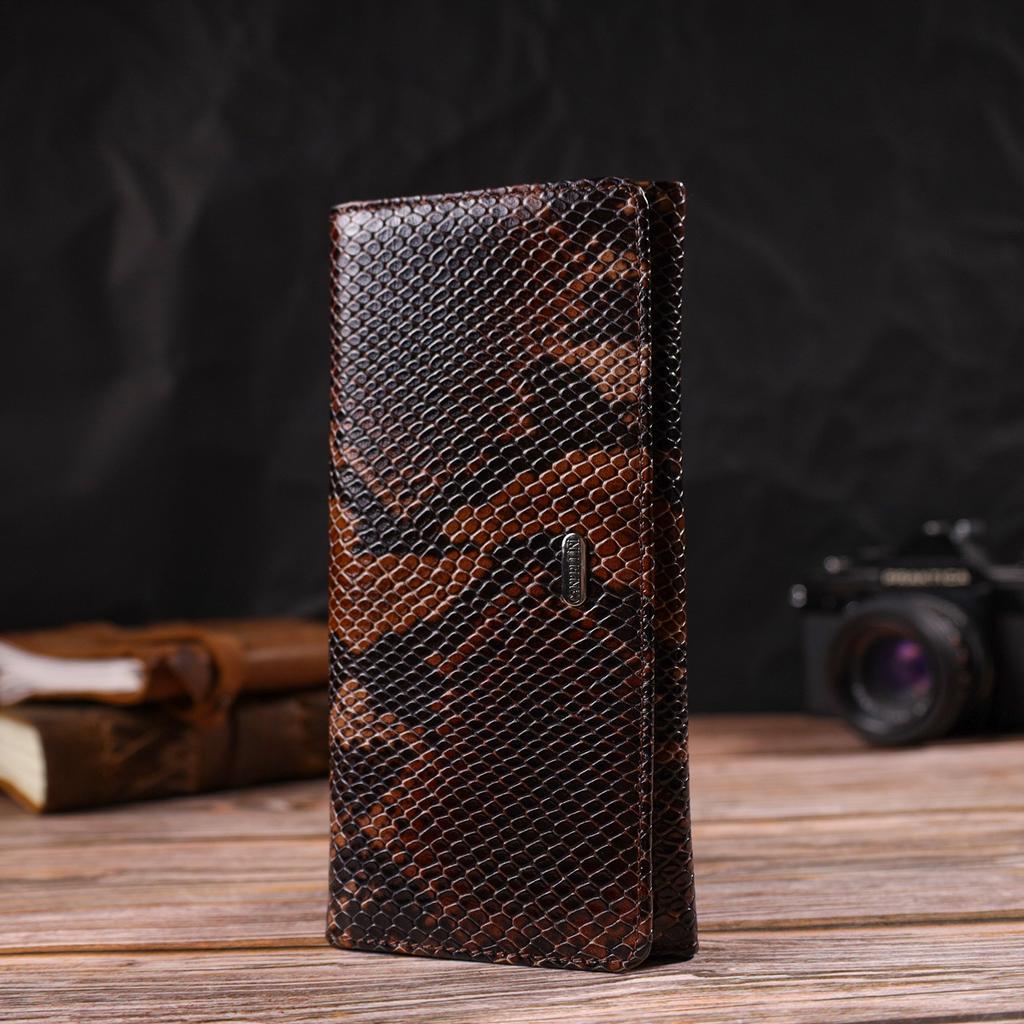 Snake Embossed Patent Leather Women's Wallet CANPELLINI 21711 Brown