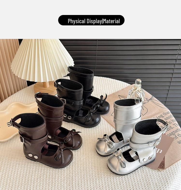 2025 Spring/Autumn Waterproof Leather Shoes for Girls - Soft Sole Children's Fashion Footwear