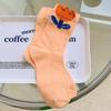 Women Socks Korean Japanese Style Cartoon Green Flower Harajuku Cute Kawaii Mid Tube Socks Breathable Casual Short  Cotton Socks
