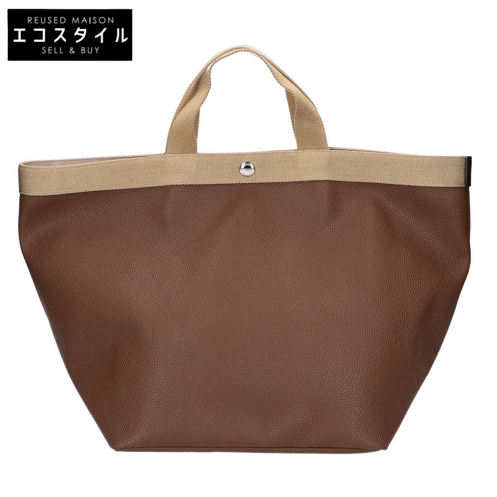 Herve Chapelier [Beautiful] 725 Gold Plated Luxe Boat Shape Tote Bag L Taupe / GoldUsed