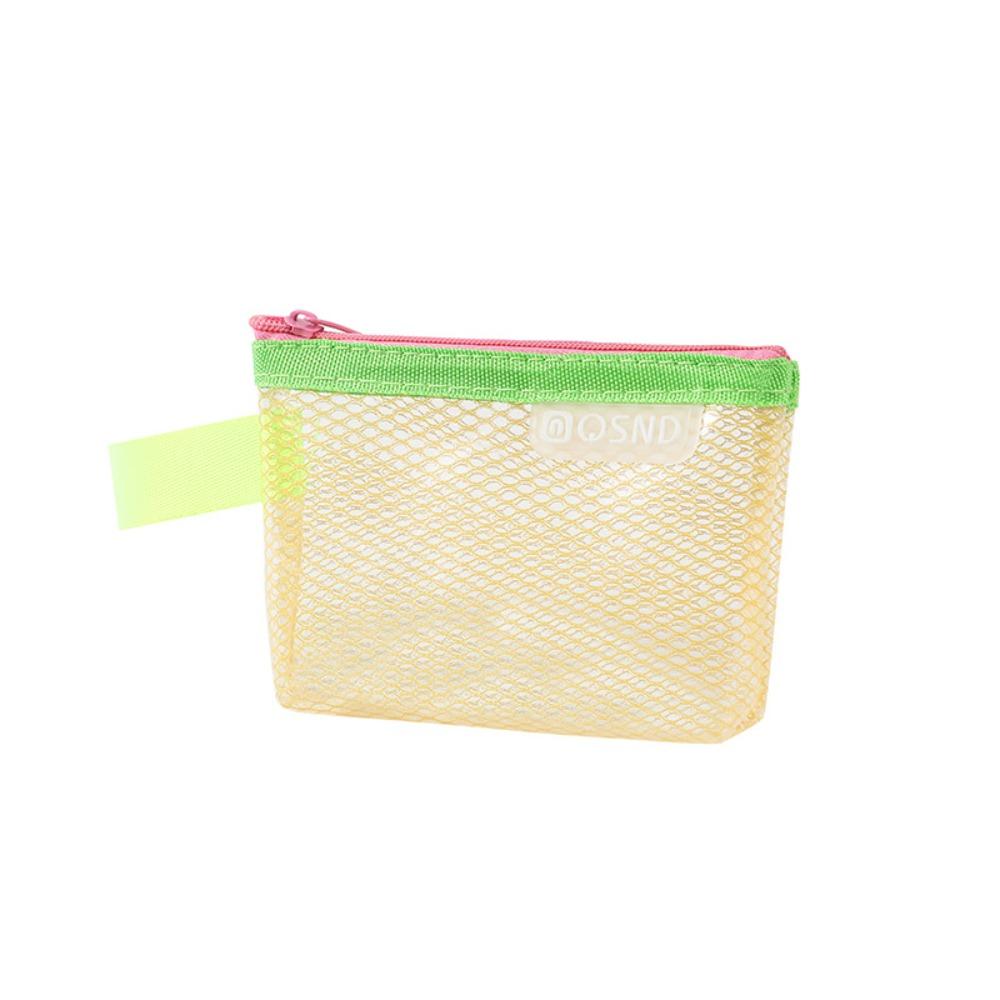 

Contrasting Color Mesh Storage Bags Red Envelope Travel Portable Bag Girl s Accessory жовтий