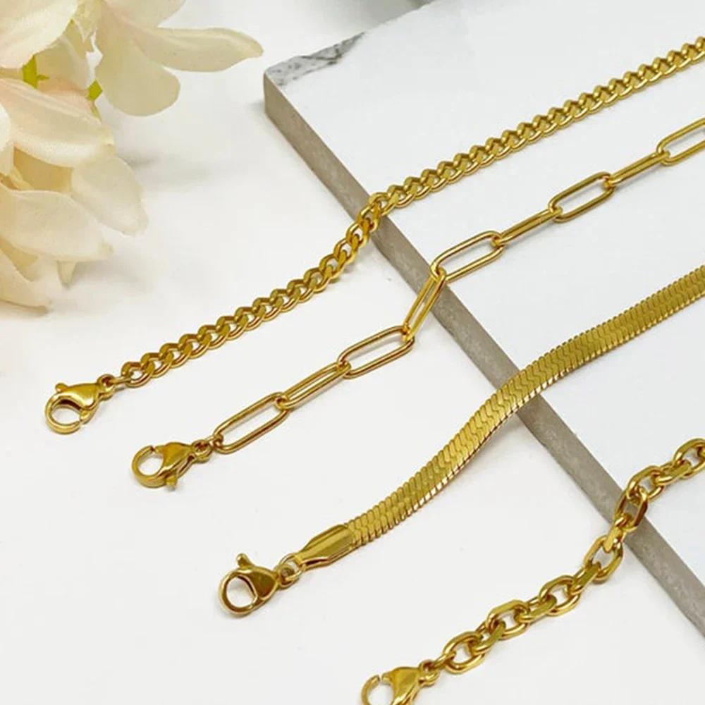 Fashionable 2025 Women's Jewelry Gift Set - 4 Pcs New Trendy Classic Golden Twist Cuban Snake Chain Bracelets