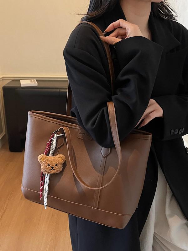 Women's Large Capacity Fashion Tote Bag - 2025 Korean Design, Versatile Casual Shoulder Bag for Daily Commuting