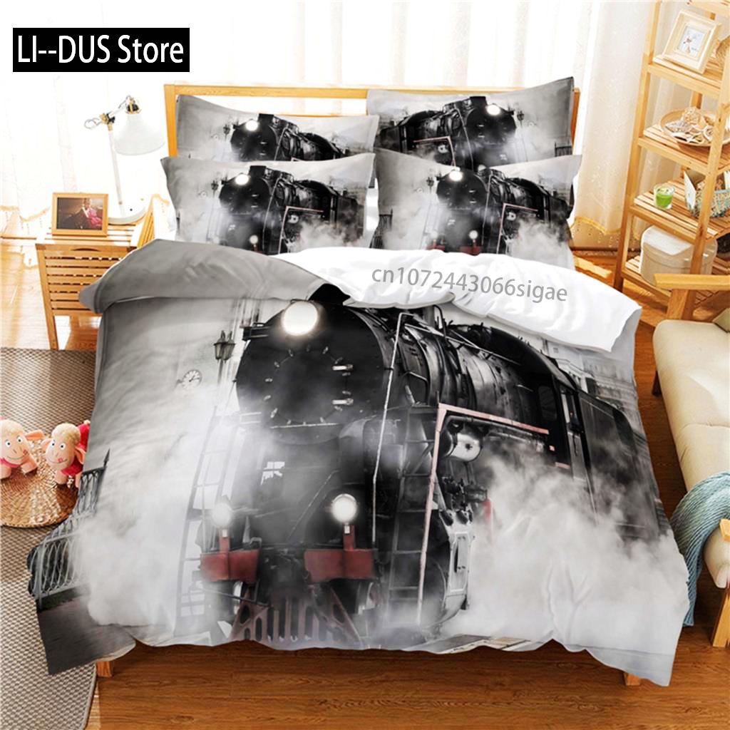 

Comforter Train Bedding Set 3D Bedding Digital Printing Queen Size Bedding Set Fashion Design Comforter (quilt)-EU Single(135*200cm)3pcs