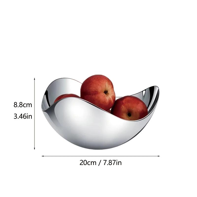 Große Servierschüssel aus Edelstahl, dekorative Obstschale, Salzschale aus Metall, Aufbewahrungsteller für die Heimdekoration, Wohnzimmertisch