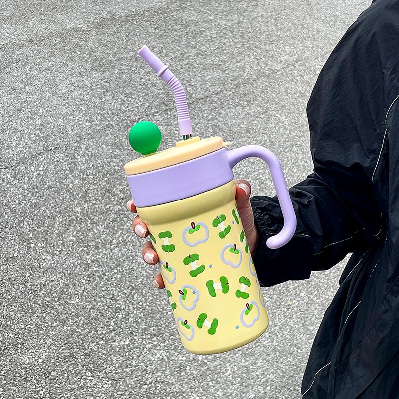 1pc Double-layer Vacuum Insulated Cup - 720ml - High-quality Outer Appearance with Built-in Drinking Tube - Tea Water Separation 701-800ml