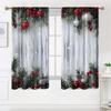 2 Pieces, Christmas Ball Wooden Background Curtains -30% Blackout - Suitable for Living Room, Bedroom, Kitchen, Home Decoration