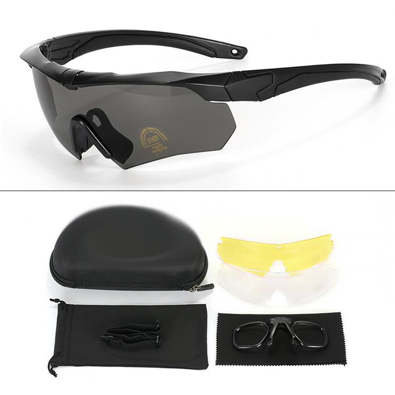 In-Stock Black CS Tactical Polarized Anti-UV Shooting Goggles - Windproof, Sandproof Outdoor Sunglasses.