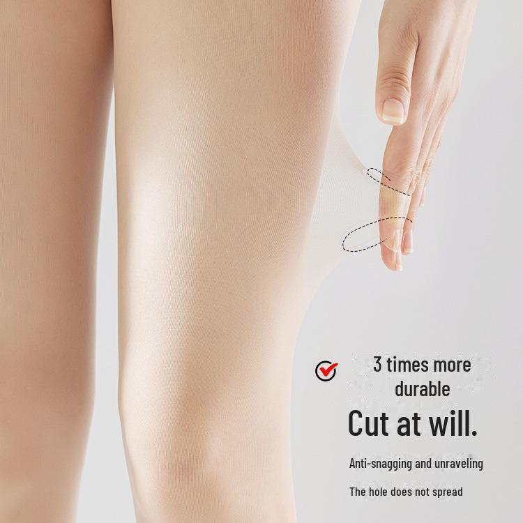 Open-Toe Women's Plus-Size Stockings: Durable, Anti-Snag, Summer Thin, Flesh-Colored, Foot-Stepping Design, No Crotch Drop.