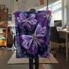 Purple Flower Butterfly  Print Flannel Blanket, High quality Comfortable for All Seasons, Home Decor, Warmth and Comfort