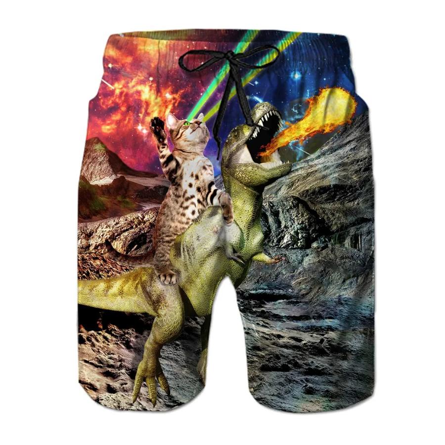 Funny Animal Dinosaur Beach Shorts Pants Men 3D Printing Surfing Board Shorts Summer Hawaii Swimsuit Swim Trunks Cool Ice Shorts