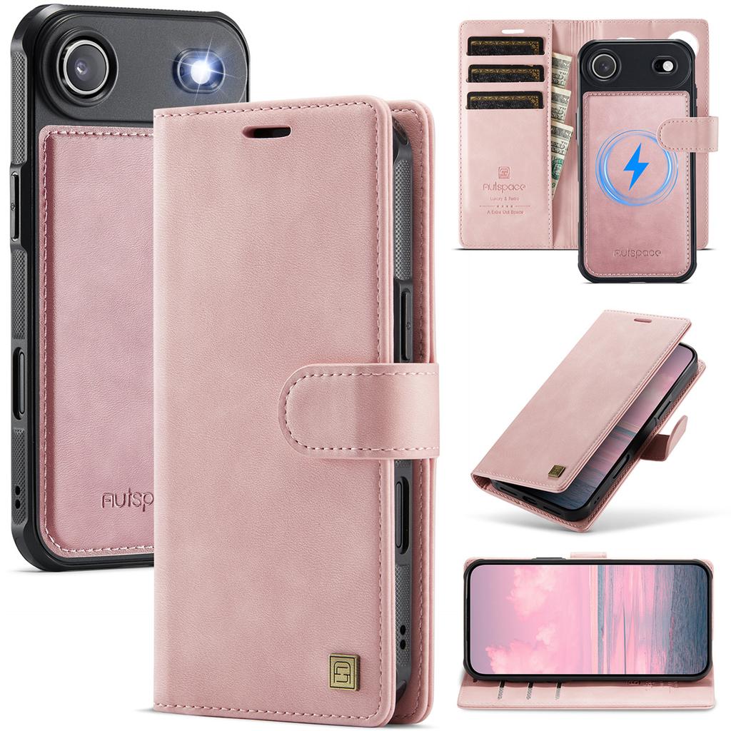 2-in-1 Magnetic Magnetic Detachable Wallet Case for iPhone 17/17 Pro/17 Max/17 Air - PU Leather, Card Slots, MagSafe Charging, 360° Protection