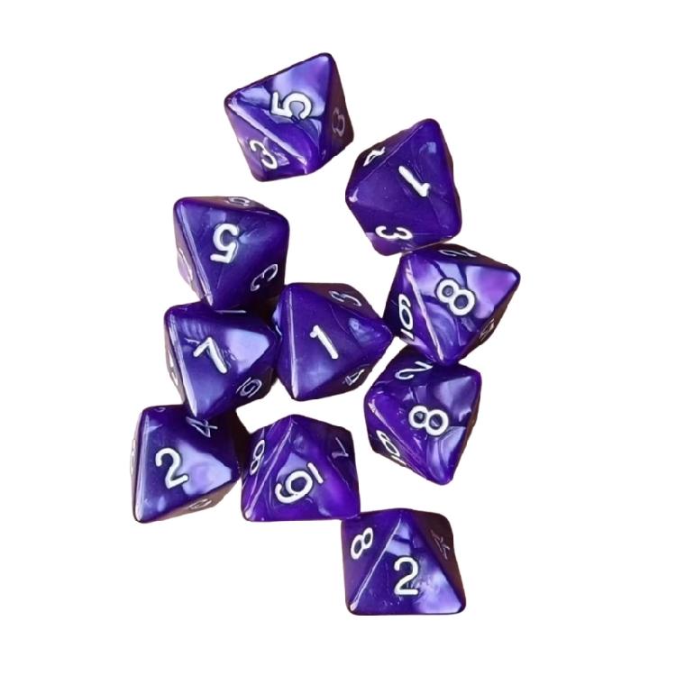 10 sztuk Kostki Akrylowe 8-ścienne Wzór Marmurowy Kostki Wielościenne Łatwe do Odczytania Liczby