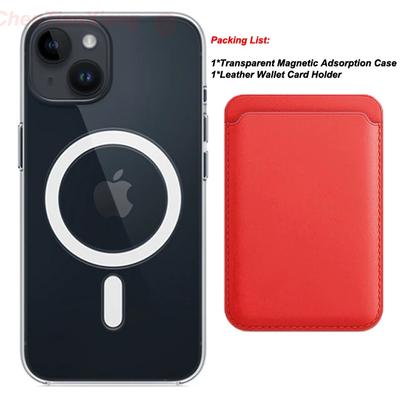 Deri Cüzdan Kart Tutucu Şeffaf Kılıflar Apple iPhone 15 14 13 12 11 Pro Max Plus XS Max XR 8 7 Plus SE Manyetik Magsafe Kılıfı