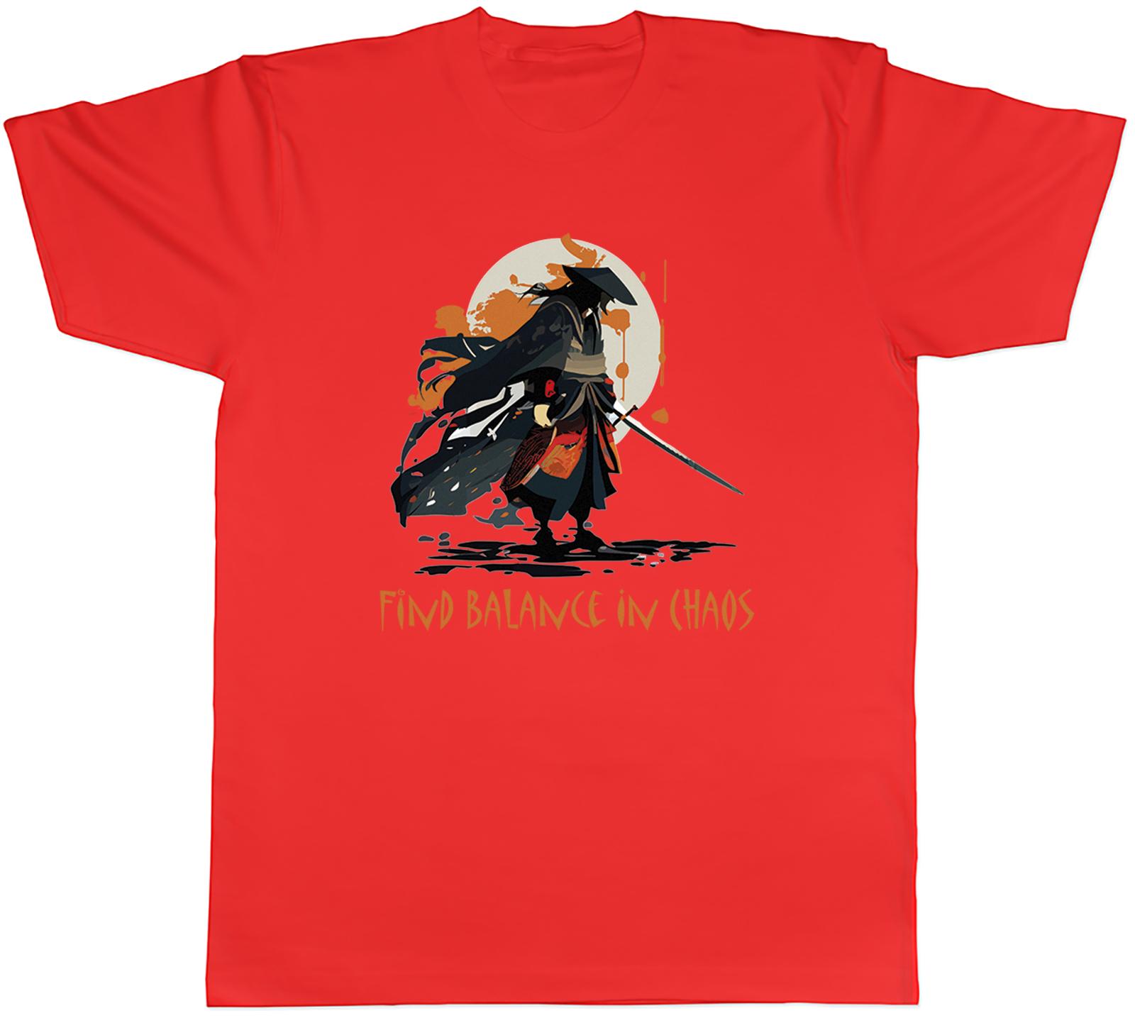 Samurai Ninja Unisexs TShirt Find Balance in Chaos Katana Tee Gift S