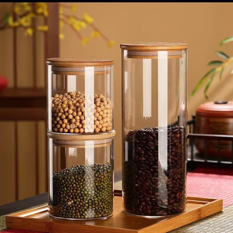 ZISIZ Glass Sealed Storage Jars with Bamboo Lids