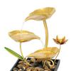 Yousheng Gold Tabletop Water Fountain 3-Tier Waterfall Fountain with Light Indoor Lotus Desktop Small Fountain with Rocks for Zen Home Office Bedroom