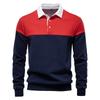 Men's Collared Pullover Sweatshirt, Loose Fit Color Block Long Sleeve Sweatshirt, Ribbed Cuffs Casual Spring Fall Top