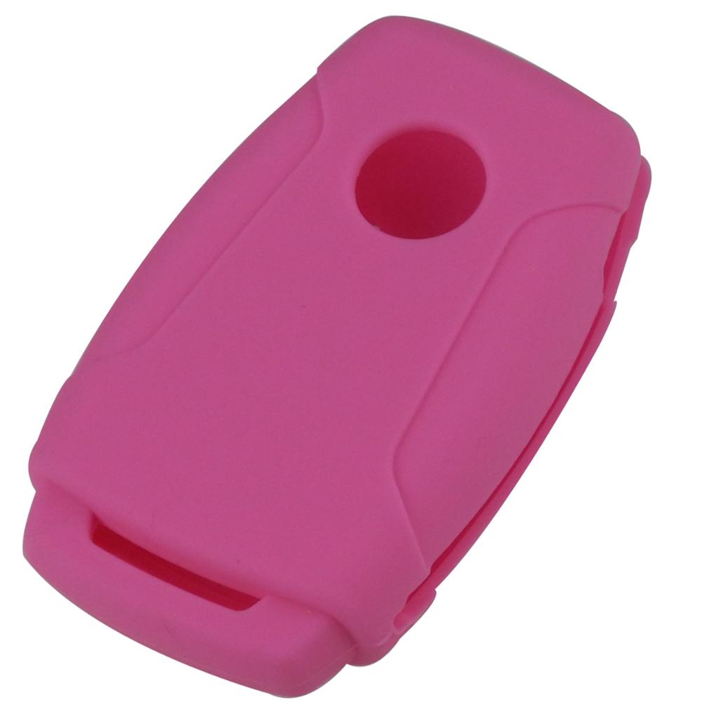 

jingyuqin Силиконовый Складной Чехол для Ключа Автомобиля Держатель для Ssangyong 2015 2016 Tivoli Rexton Korando C 3 Кнопки FOB Ключ розовый