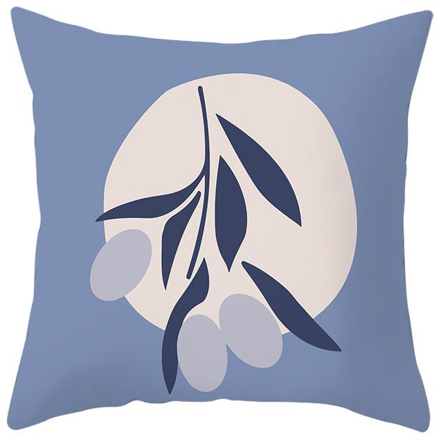 Nordic Blue and Purple Abstract Geometric Pillowcase Peach Leather Velvet Printed Home Fabric Sofa Pillow Cushion Cover