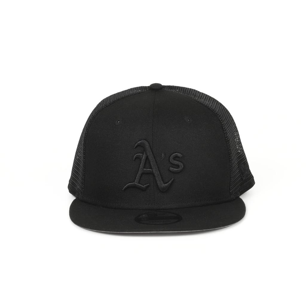 New Era MLB 9FIFTY Black on Black Oakland Athletics Mesh Snapback Free Size Cap,