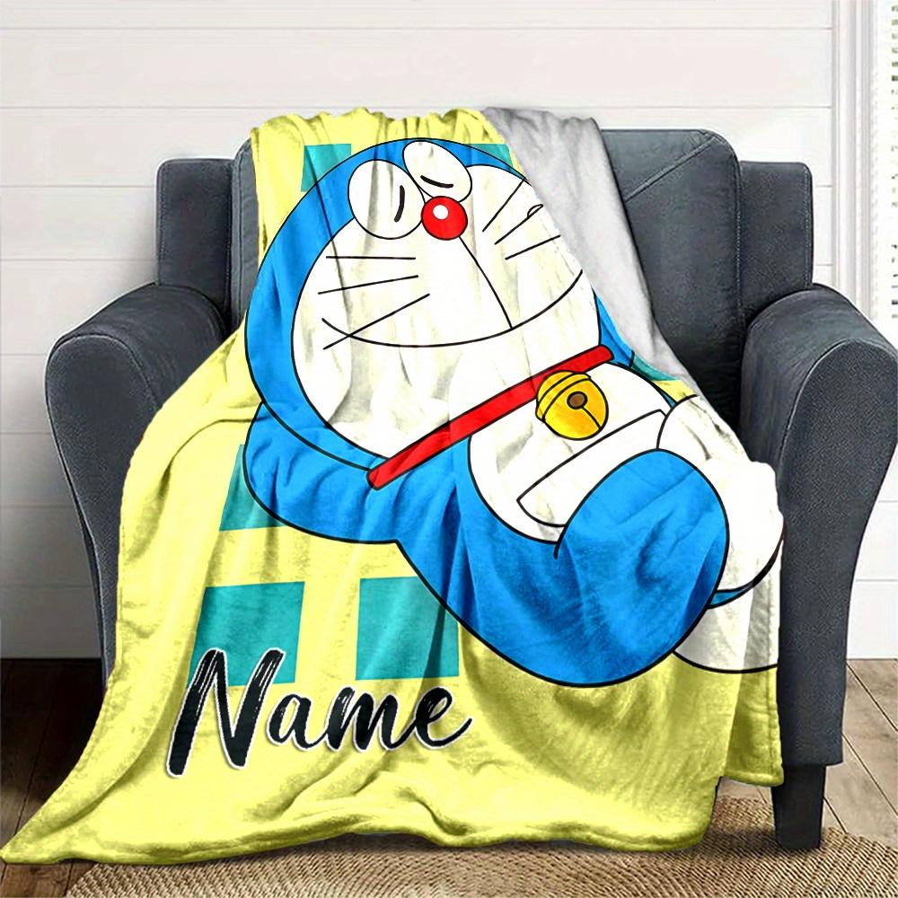 Doraemon Flannel Blanket With Customizable Name Comfortable In All Seasons Suitable For Sofas Beds Travel Camping And Office Decoration A Perfect Gift