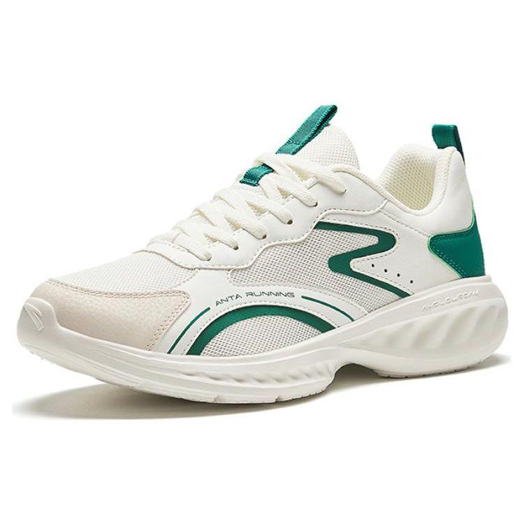 Anta Lightweight Slip-Resistant Durable Low-Top Running Shoes Men Sneakers White Green 912415525-2