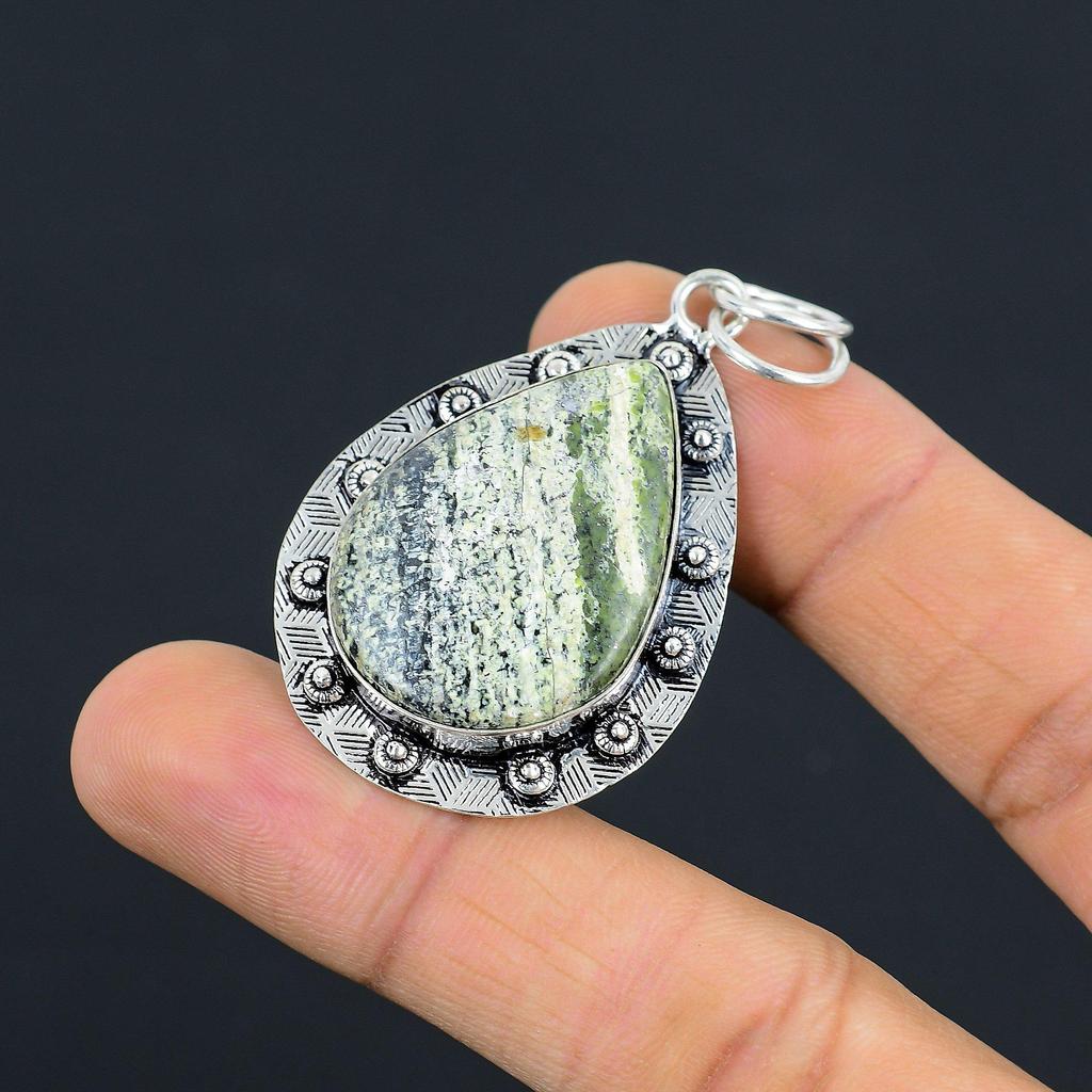 Daughters Day Deal 925 Sterling Silver Green Swiss Opal Gemstone Sister Pendant