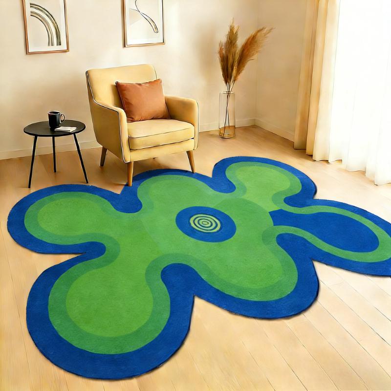 Dopamine Kleur Tapijten voor Woonkamer Pluizig Zacht Slaapkamer Decoratie Tapijt Onregelmatige Vorm Nachtkastje Tapijt Huis Verdikken Pluche Vloermat 80x120cm