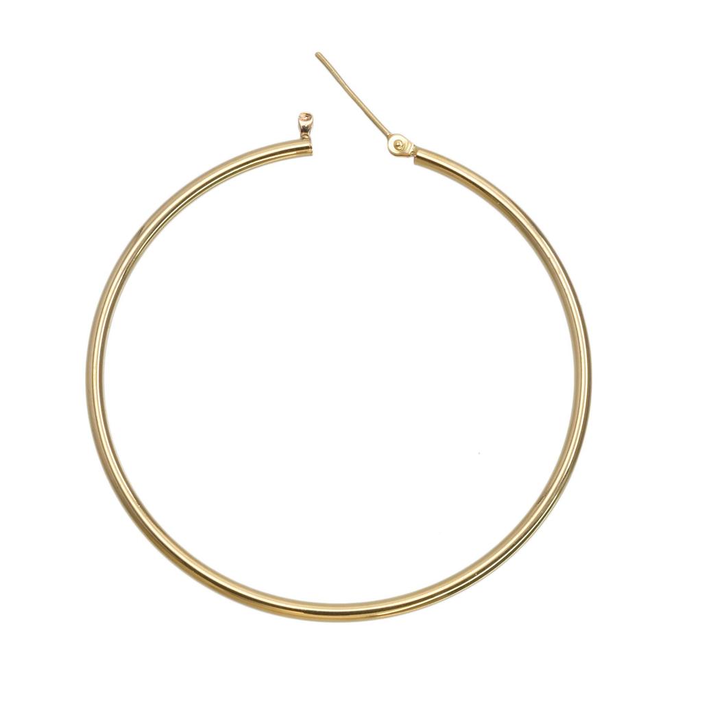 K18 Gold Hoop Earrings 50mm 2mm Width 1 Pair [Speranza] Women's