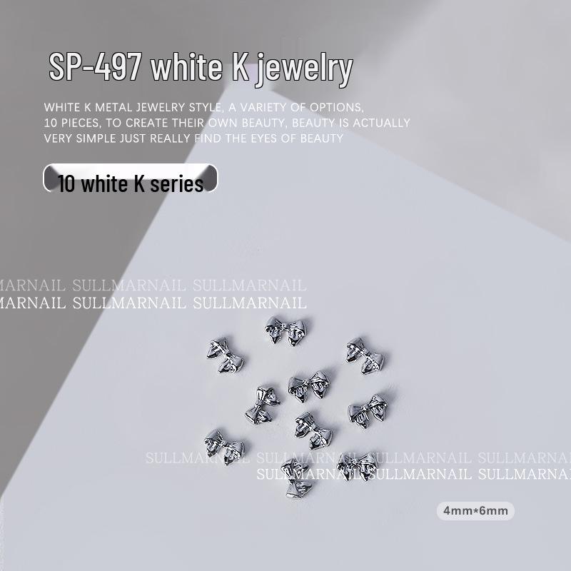 

3D Серебристые Металлические Бабочки и Бантики из Ленты Украшения для Нейл-Арта - 10 шт.