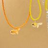 Y2K Resin Goldfish Pendant Necklace for Women Fashion Egirl Beaded Clavicle Chain Fashion Jewelry Valentines Day Gifts