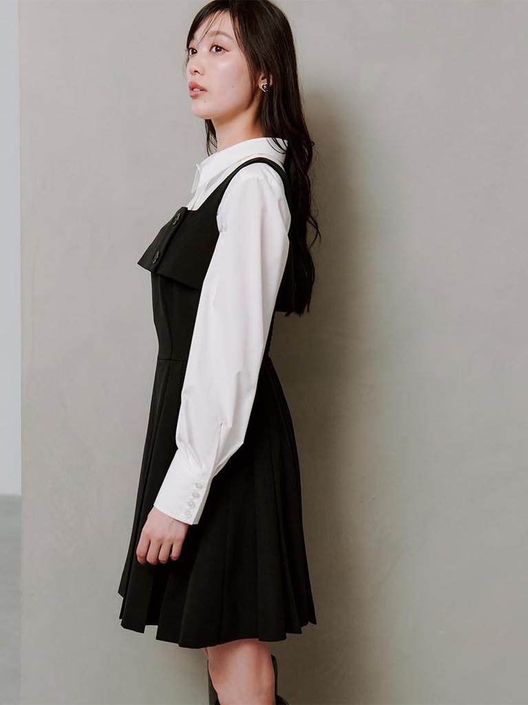 Pleated Mini Jumper Skirt SWFO254182BLK1