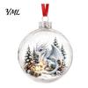 Warm Light Christmas Scenes 3D Animal Faux Crystal Ball Ornament, Lighted Acrylic Hanging Decor Indoor Party Accents with Hedgehog Penguin Panda, LED