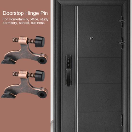 2Pcs Door Stopper Satin Nickel Adjustable Easy-installation with White Rubber Bumper Tips Durable Hinge Pin Door Stop