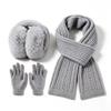 Elastic Woolen Neck Scarf Cold Proof Knitted Scarf Fashion Kids Earmuffs Scarf Gloves Set  Daily