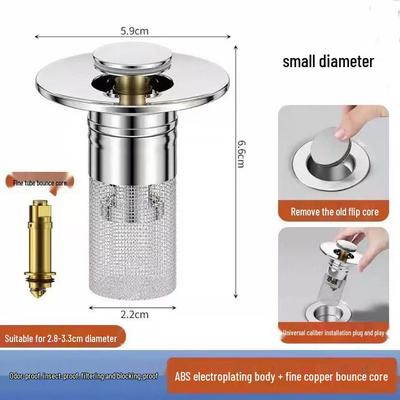 Stainless Steel Press-Type Anti-Odor Leak-Proof Washbasin Drainer with Filter Screen