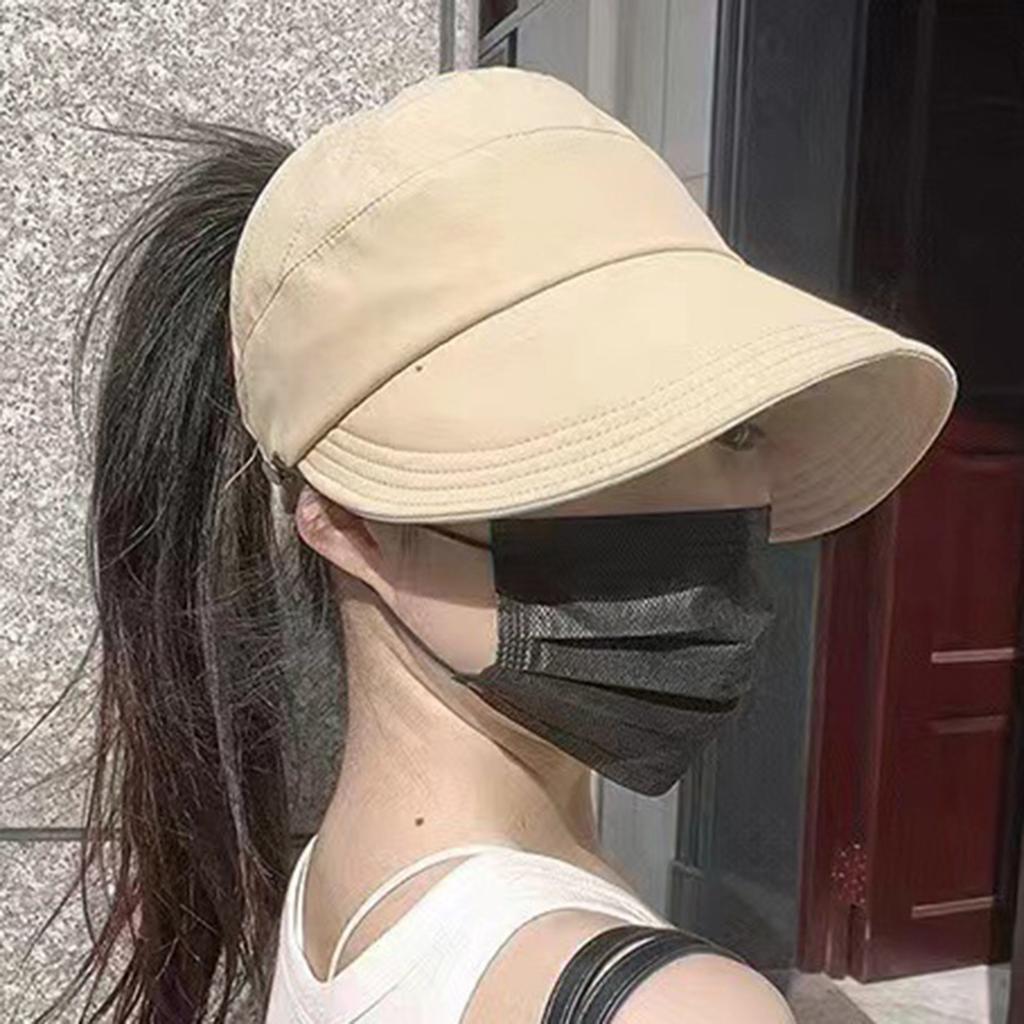 Summer Sun Hats for women Adjustable Large Brim Breathable Ponytail Empty Top Casual Beach Hat for Outdoor Sports Hiking Travel