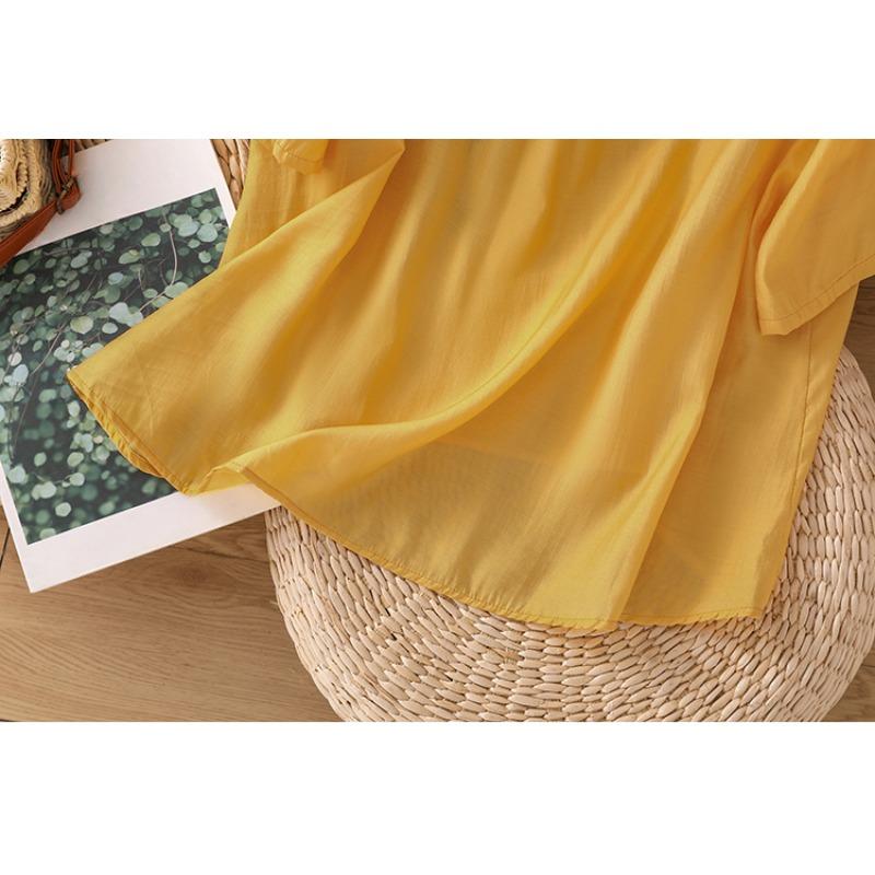 DIMANAF 2025 New Summer Plus Size T-Shirt Women O-Neck Short Sleeve Vintage Linen Loose Tops Tees Maxi