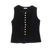 French retro fashionable vest top women's 2025 autumn new high-end velvet black vest